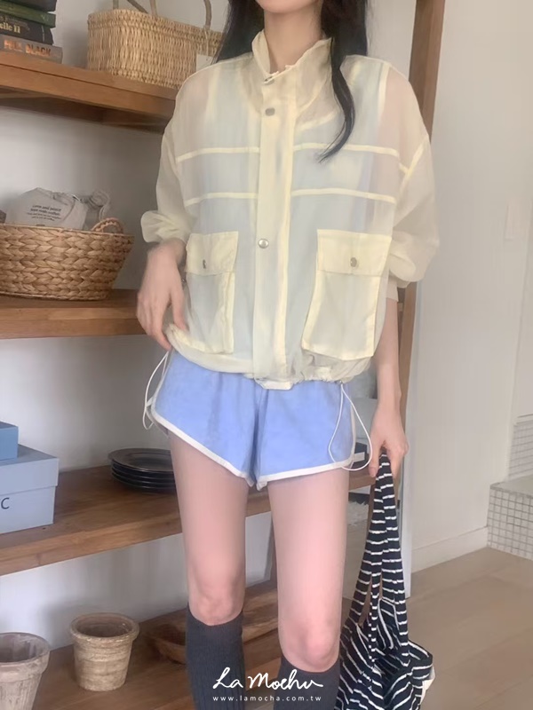 輕薄立領下擺抽繩防曬外套